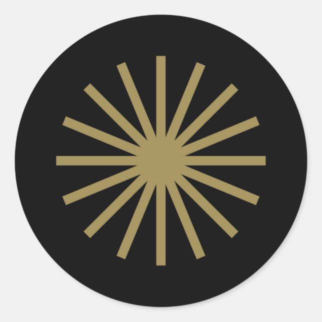 Adesivo Redondo Starburst Black e Dourado (Frente)