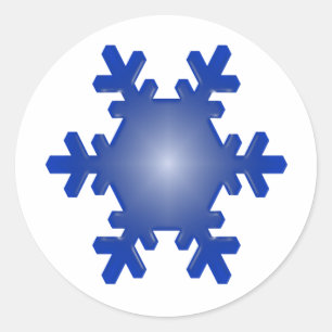 Adesivo Redondo Starburst de floco de neve azul em branco