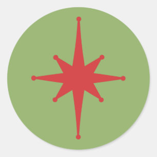 Adesivo Redondo Starburst de Natal Moderno do Século Médio