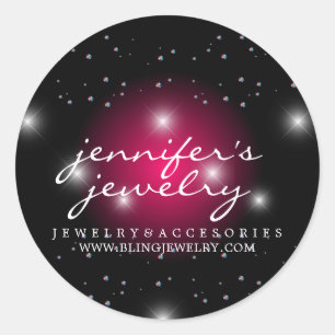 Adesivo Redondo Stardust Bling Lâmpadas cor-de-rosa diamantes péro