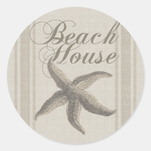 Adesivo Redondo Starfish Beach House Seashore Coastal