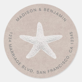 Adesivo Redondo Starfish Beach Return Address Kraft