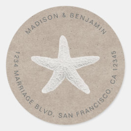 Adesivo Redondo Starfish Beach Return Address Kraft