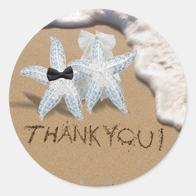 Adesivo Redondo Starfish Bride Groom Sticker (Frente)
