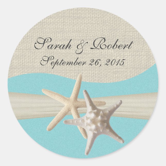 Adesivo Redondo Starfish & Burlap Aqua (Frente)
