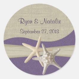 Adesivo Redondo Starfish & Burlap Purple Beach