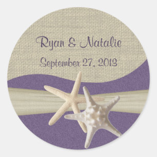 Adesivo Redondo Starfish & Burlap Purple Beach