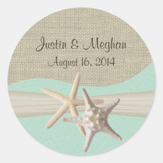 Adesivo Redondo Starfish & Burlap Seafoam (Frente)