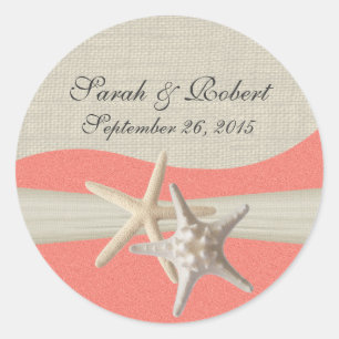 Adesivo Redondo Starfish & Burlap Shell Coral