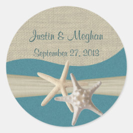 Adesivo Redondo Starfish & Burlap Teal Beach