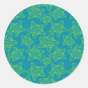 Adesivo Redondo Starfish Crowd Pattern