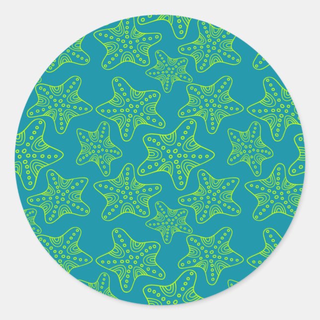 Adesivo Redondo Starfish Crowd Pattern (Frente)