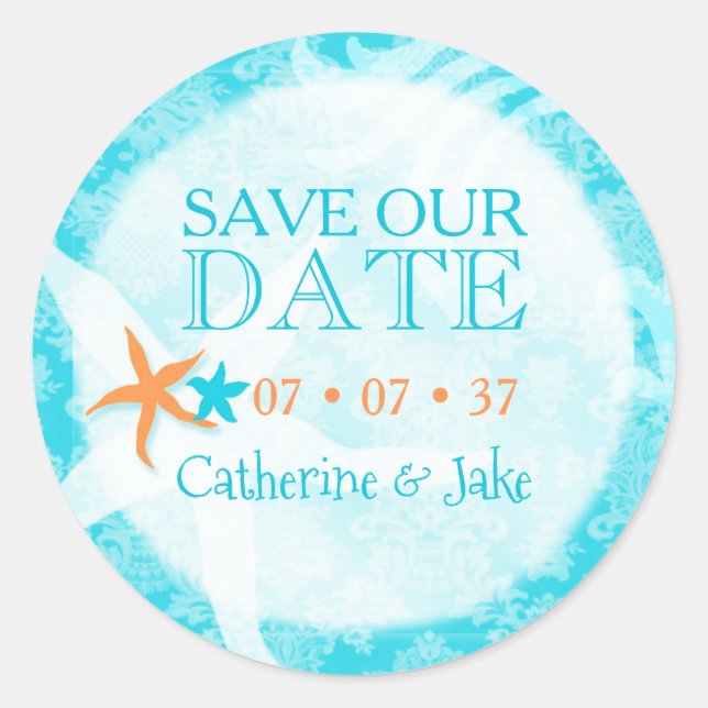 Adesivo Redondo Starfish Dream Beach Wedding (Frente)