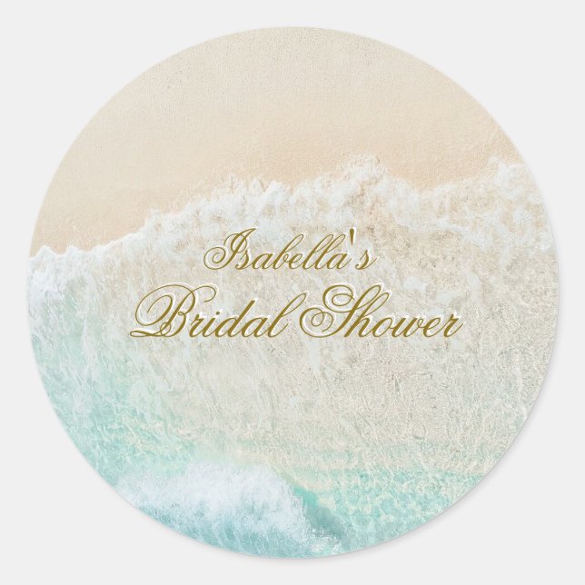 Adesivo Redondo Starfish e Shelly Tropical Beach Chá de panela (Frente)