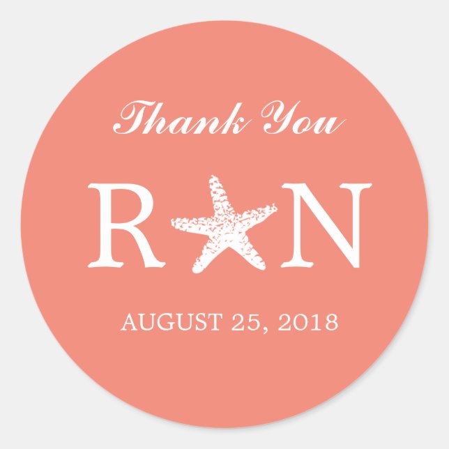 Adesivo Redondo Starfish Graceful | Casamento (Frente)