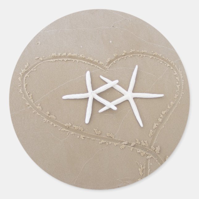 Adesivo Redondo Starfish no Heart Sticker (Frente)