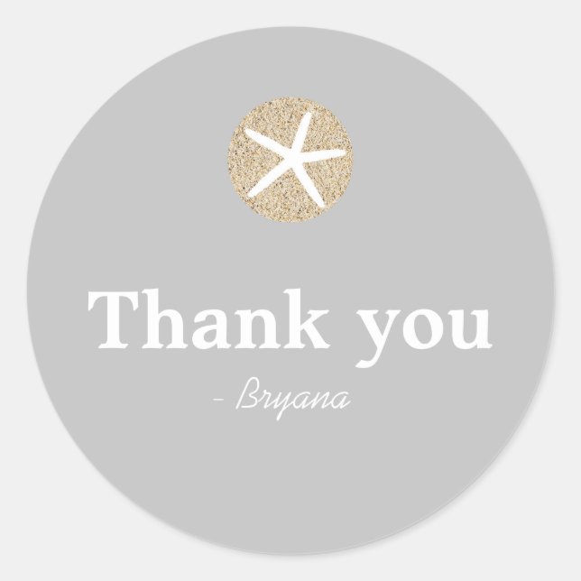 Adesivo Redondo Starfish Sand Dollar Beach Wedor Sticker (Frente)