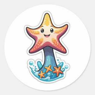 Adesivo Redondo Starfish Sticker - Um Colorido Amigo Marinho