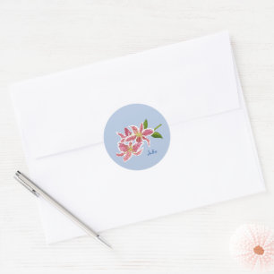 Adesivo Redondo Stargazer Lily Personalizada