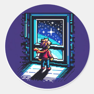 Adesivo Redondo Stargazer no Céu da Noite de Arte Sonhadora
