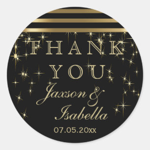Adesivo Redondo Starlight preto e Dourado com Bares