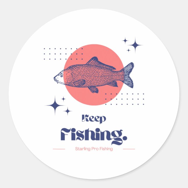 Adesivo Redondo Starling Pro Fishing Continue Pescando  (Frente)