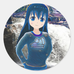 Adesivo Redondo Starry Anime Girl