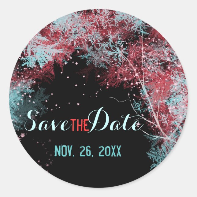 Adesivo Redondo Starry Forest Wedding Salvar Data (Frente)