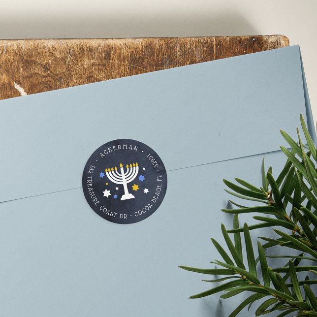 Adesivo Redondo Starry Lights | Vinheta de endereço de retorno de  (Criador carregado)