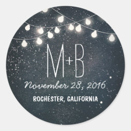 Adesivo Redondo Starry Night and String Lights Wedding