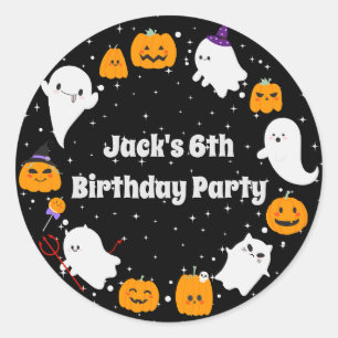 Adesivo Redondo Starry Night com Fantasmas e Pumpkins