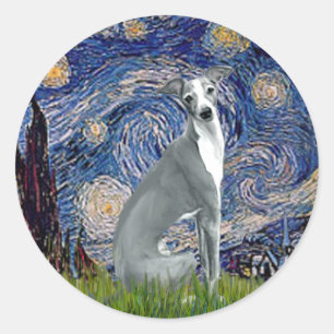 Adesivo Redondo Starry Night-Italiana Greyhound 4 (Sessão)