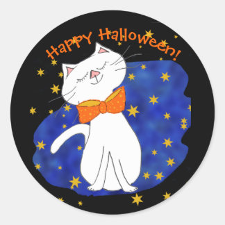 Adesivo Redondo Starry Night Kitty Halloween