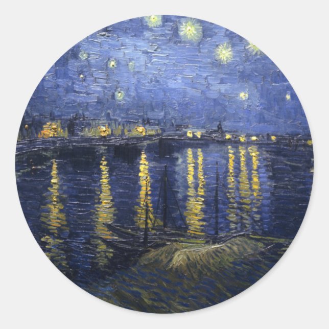 Adesivo Redondo Starry Night Over the Rhône (Frente)