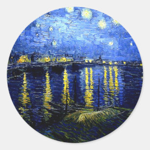 Adesivo Redondo Starry Night over the Rhone por van Gogh