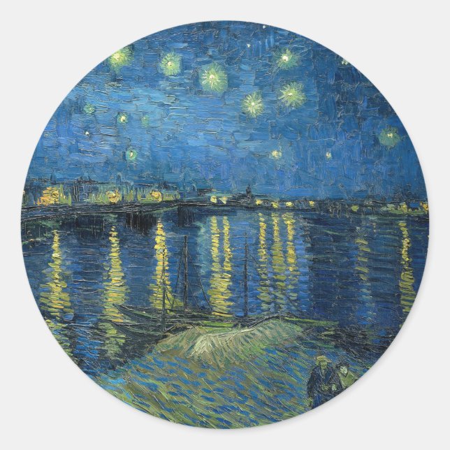 Adesivo Redondo Starry Night Over the Rhône | Vincent van Gogh (Frente)