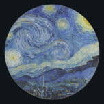 Adesivo Redondo "Starry Night" por Van Gogh<br><div class="desc">Este design apresenta uma reprodução de alta resolução da famosa pintura "Noite Estrelada" de Van Gogh.</div>