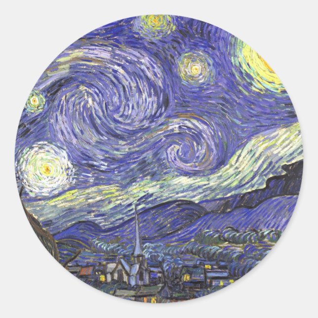 Adesivo Redondo Starry Night por Vincent van Gogh (Frente)