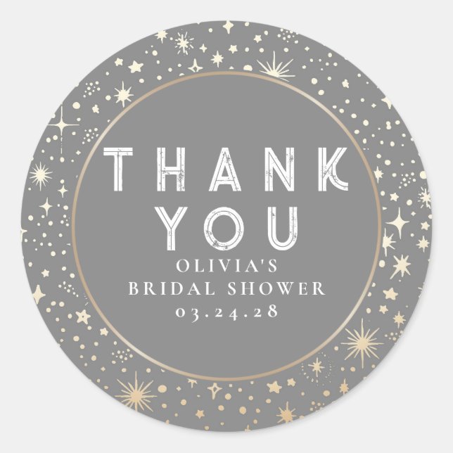 Adesivo Redondo Starry Night Sky Celestial Obrigado (Frente)