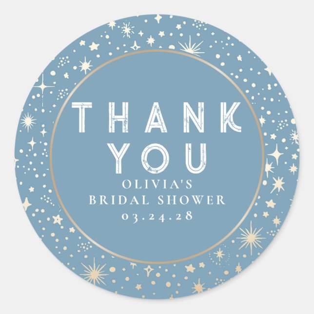 Adesivo Redondo Starry Night Sky Celestial Obrigado (Frente)