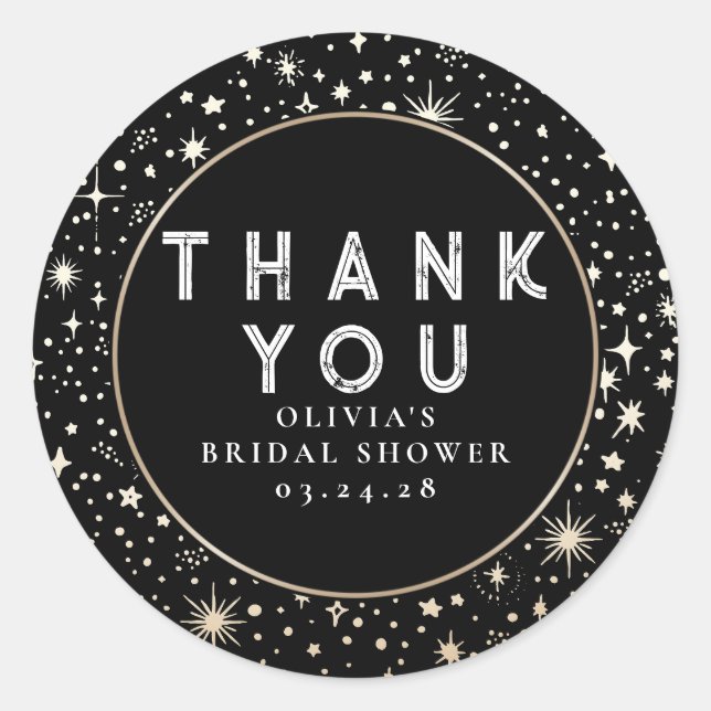 Adesivo Redondo Starry Night Sky Celestial Obrigado (Frente)