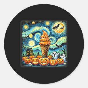 Adesivo Redondo Starry Night Sorvete Cone Halloween