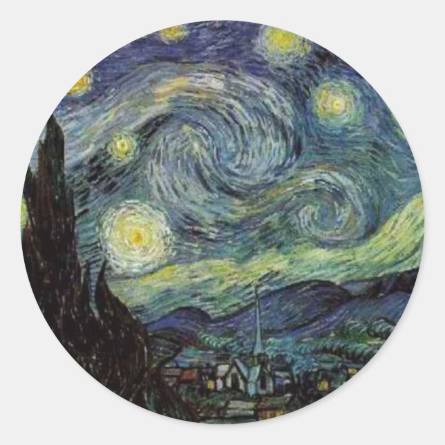 Adesivo Redondo Starry Night - van Gogh (Frente)
