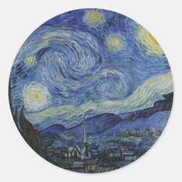 Adesivo Redondo Starry Night & Van Gogh /famosa arte de vintage