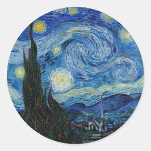 Adesivo Redondo Starry Night   Vincent van Gogh