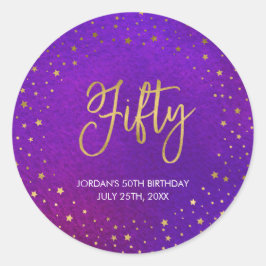 Adesivo Redondo Starry Purple Watercolor 50º aniversário