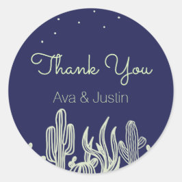 Adesivo Redondo Starry Sky e Cactus Modern Obrigado