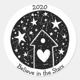 Adesivo Redondo Stars & Constellations Home Onde o Coração é B/W