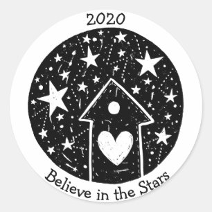 Adesivo Redondo Stars & Constellations Home Onde o Coração é B/W