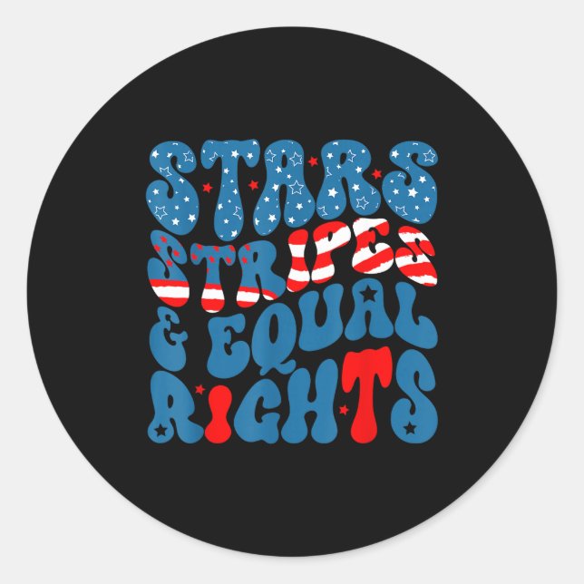 Adesivo Redondo Stars stripes and equal rights 4th of july women's (Frente)
